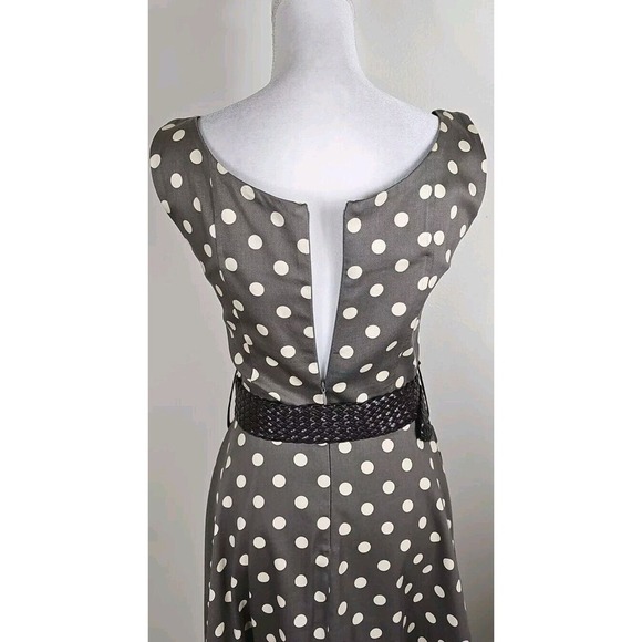 Rockabilly ~Woman Size M~ Brown/Gray/Beige Polka Dot Dress Cotton Made in ITALY - Picture 5 of 10
